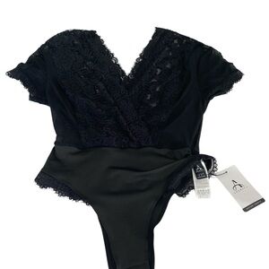 Elegant Black Lace Bodysuit NWT